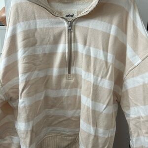 Aerie Woman’s Striped Tan and White Sweater